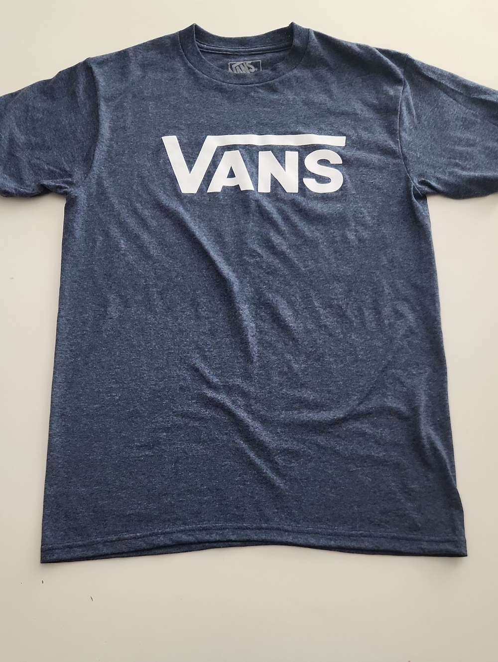 Vans Heather Blue Classic Spellout Logo T-Shirt S